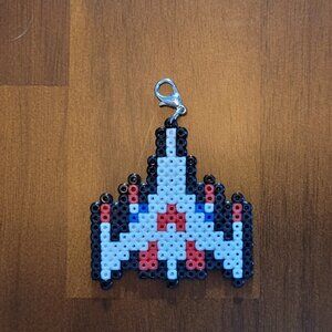 Galaga Ship Mini Perler Beads Keychain/Pendant